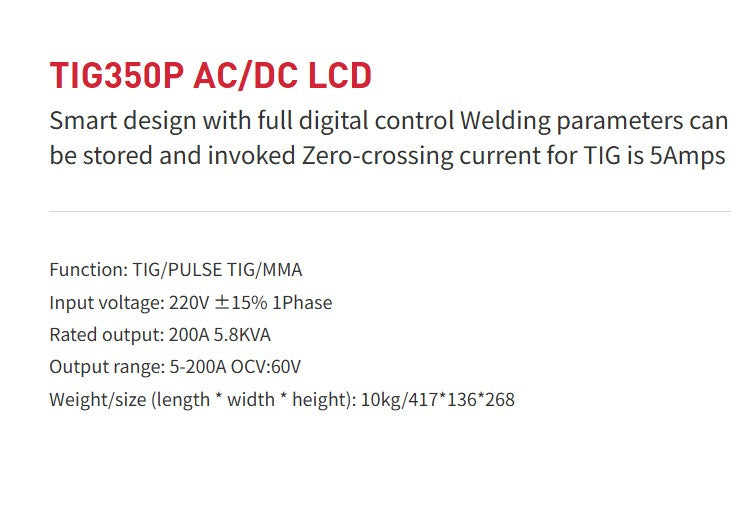 TIG350P AC/DC LCD